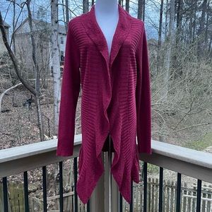 Eileen Fisher plum wool open front draped cardigan sweater size L